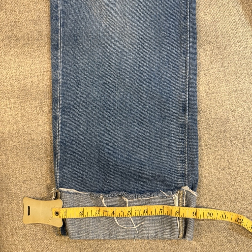 LOFT Slouchy Boyfriend Jeans Womens 29 8 Medium Wash Baggy Cuffed Raw Hem - Picture 13 of 13